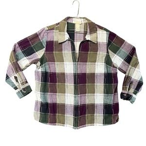 Essentials by Maggie Plaid Cotton Shirt NWOT